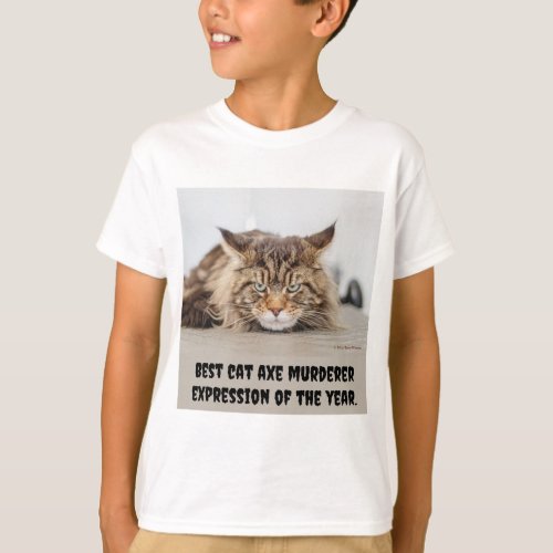 Best cat axe murderer expression T_Shirt