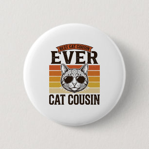 Best Cat Cousin Ever Vintage Cat Shirt Design_1 Button