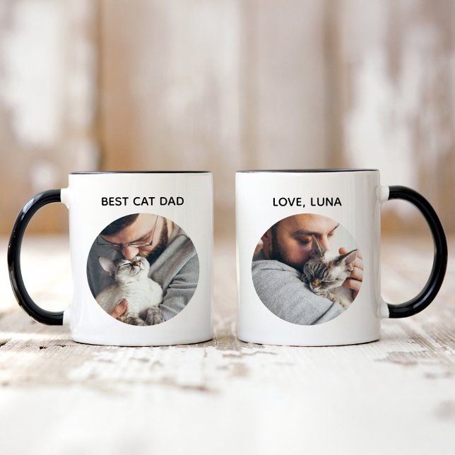 Best Cat Dad 2 Photo Pet Name Mug (Creator Uploaded)