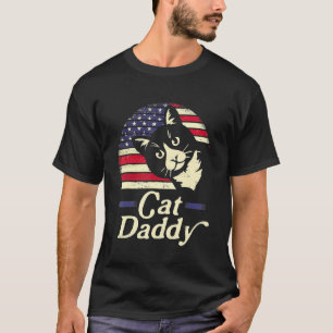 Best Cat Dad 4th Of July Fathers Day Men Daddy Pap T-Shirt