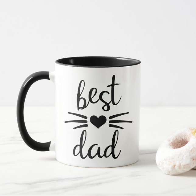 Best Cat Dad Black Mug (With Donut)