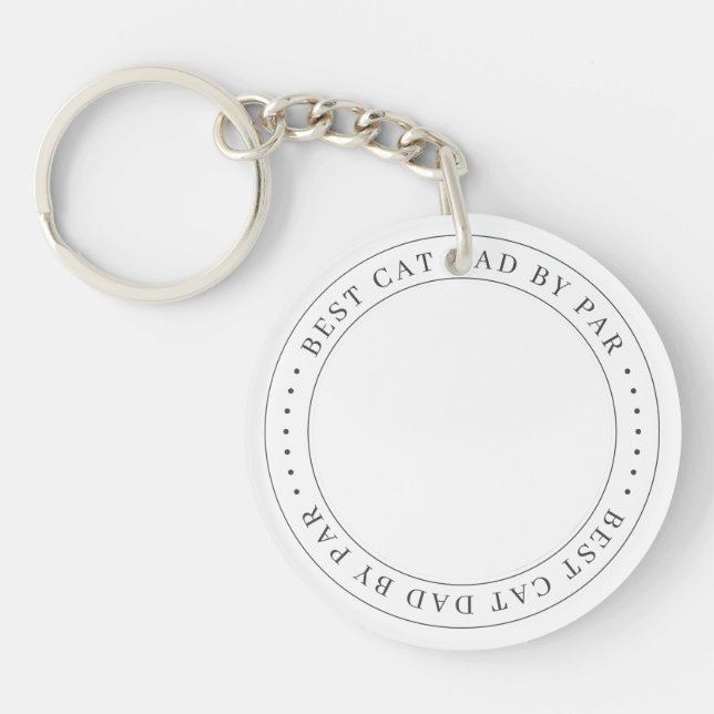 Best Cat Dad By Par Classic Simple Photo Keychain (Front)