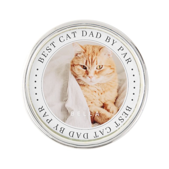 Best Cat Dad By Par Classic Simple Photo Lapel Pin (Front)