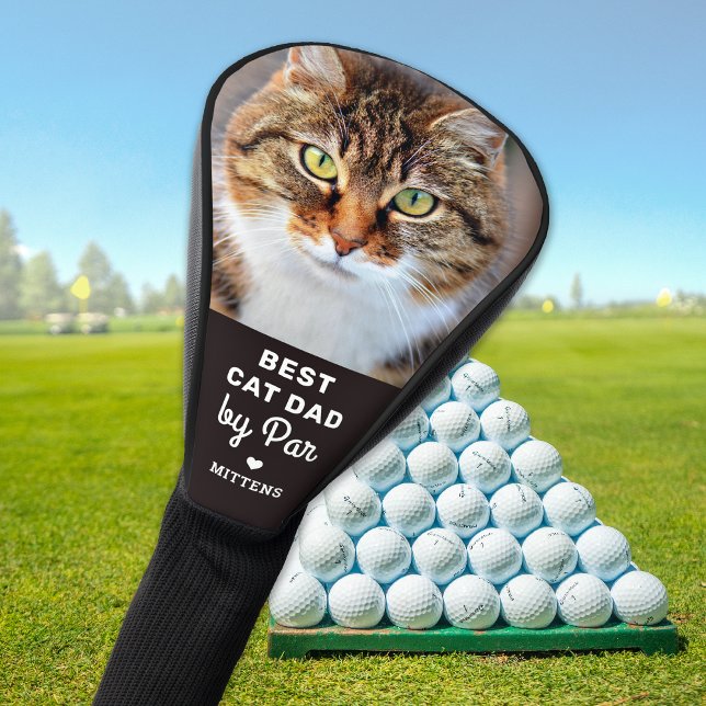 Best CAT DAD By Par Custom Pet Photo Personalized  Golf Head Cover (Creator Uploaded)