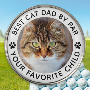 Best CAT DAD By Par Paw Print Custom Photo Golf Ball Marker