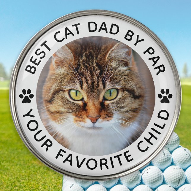Best CAT DAD By Par Paw Print Custom Photo Golf Ball Marker (Creator Uploaded)