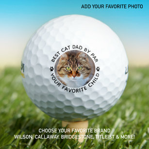 Best CAT DAD By Par Paw Print Custom Photo Golf Balls