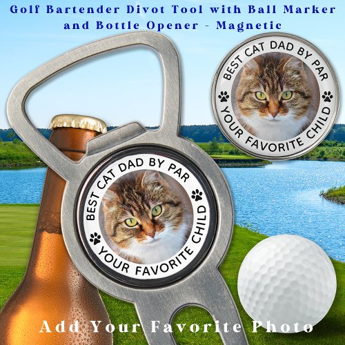 Best CAT DAD By Par Paw Print Custom Photo Golf Divot Tool