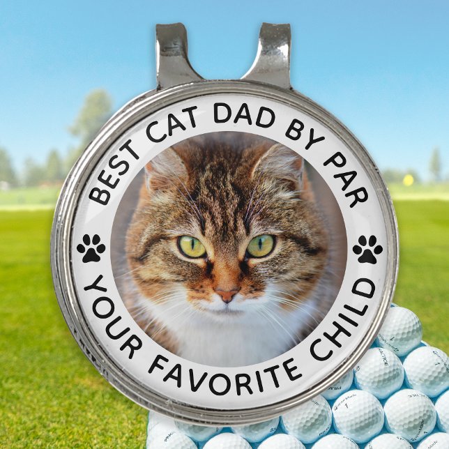 Best CAT DAD By Par Paw Print Custom Photo Golf Hat Clip (Creator Uploaded)
