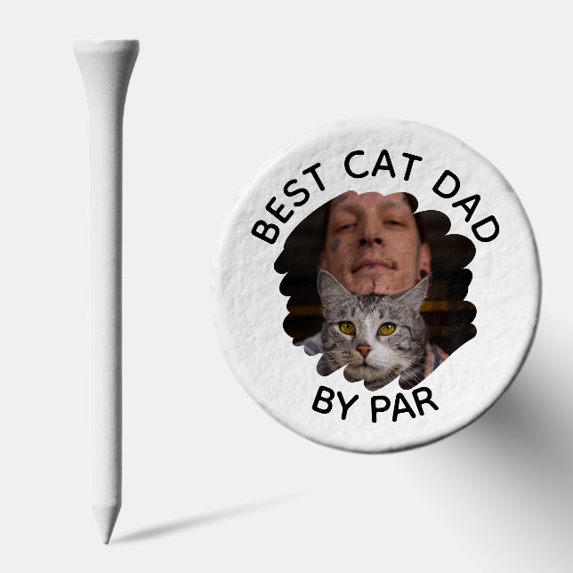 Best Cat Dad by Par with Your Cat’s Photo Golf Tees (Combo)