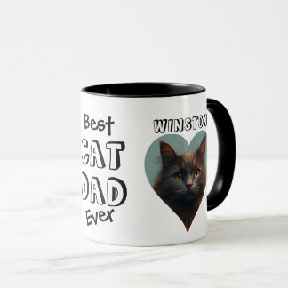 Best Cat Dad Custom Pet Photo And Name Mug