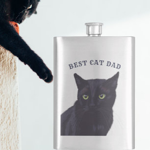 Best Cat Dad Cute Black Kitty Father's Day Flask