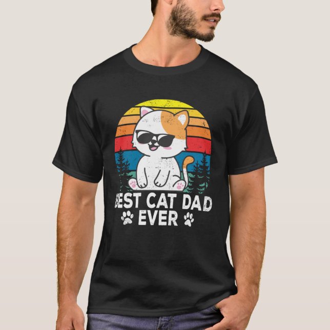 Best Cat Dad Cute Cats Owner Pet Animals  Graphic T-Shirt (Front)