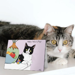 Best Cat Dad Cute Tuxedo Cat Father's Day Card