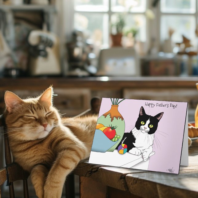Best Cat Dad Cute Tuxedo Cat Father's Day Card (Creator Uploaded)