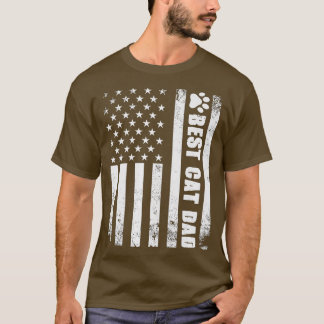 Best Cat Dad Ever American Flag Camo  For Fathers  T-Shirt