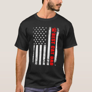 Best Cat Dad Ever American Flag Fun Cats Fathers T-Shirt