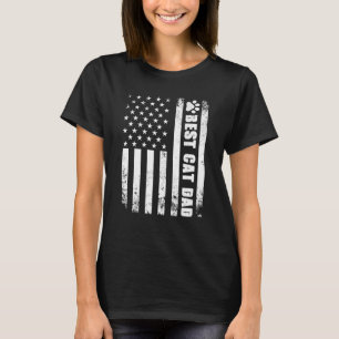 Best Cat Dad Ever American Flag Fun Cats  Fathers  T-Shirt