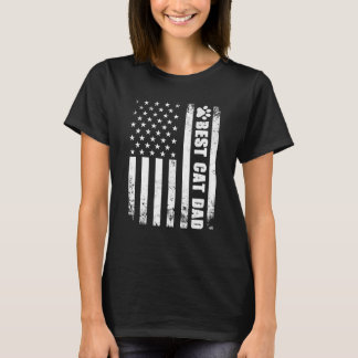 Best Cat Dad Ever American Flag Fun Cats Fathers T-Shirt