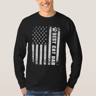Best Cat Dad Ever American Flag Fun Cats Fathers T-Shirt
