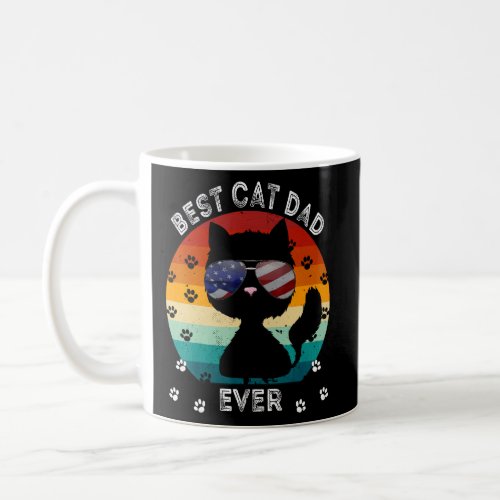 Best Cat Dad Ever American USA Flag 4 July Rainbow Coffee Mug