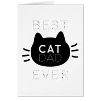 Best Cat Dad Ever Black Cat Face Birthday Card
