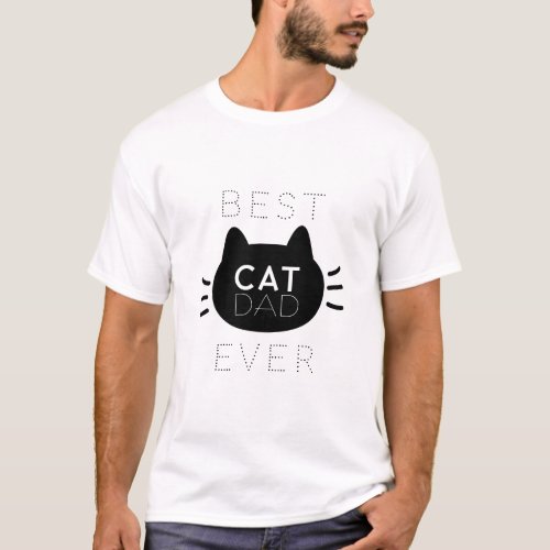 Best Cat Dad Ever Black Cat Face T_Shirt