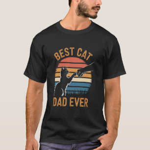 Best Cat Dad Ever Bump Fist Cat Daddy Funny Retro  T-Shirt