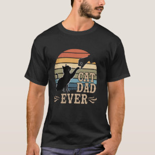 Best Cat Dad Ever Bump Fist Retro Funny Daddy Cat  T-Shirt