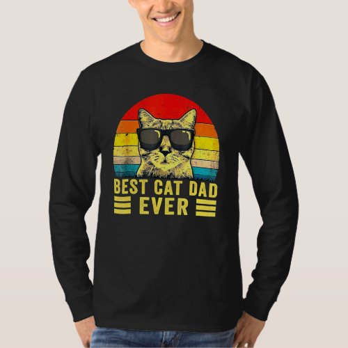 Best Cat Dad Ever Bump Fit Father Day  Vintage T_Shirt