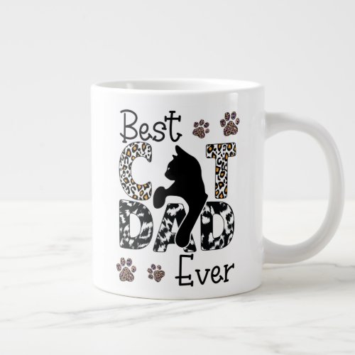 Best Cat Dad Ever Cat Dad Leopard Cat Dad Gift Giant Coffee Mug