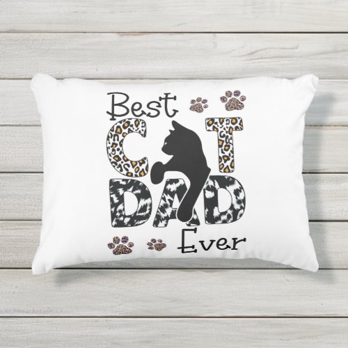 Best Cat Dad Ever Cat Dad Leopard Cat Dad Gift Outdoor Pillow