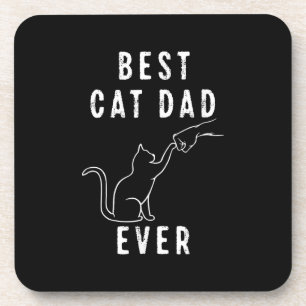 Best Cat Dad Ever Cat Daddy Paw Fist Bump Meow Beverage Coaster