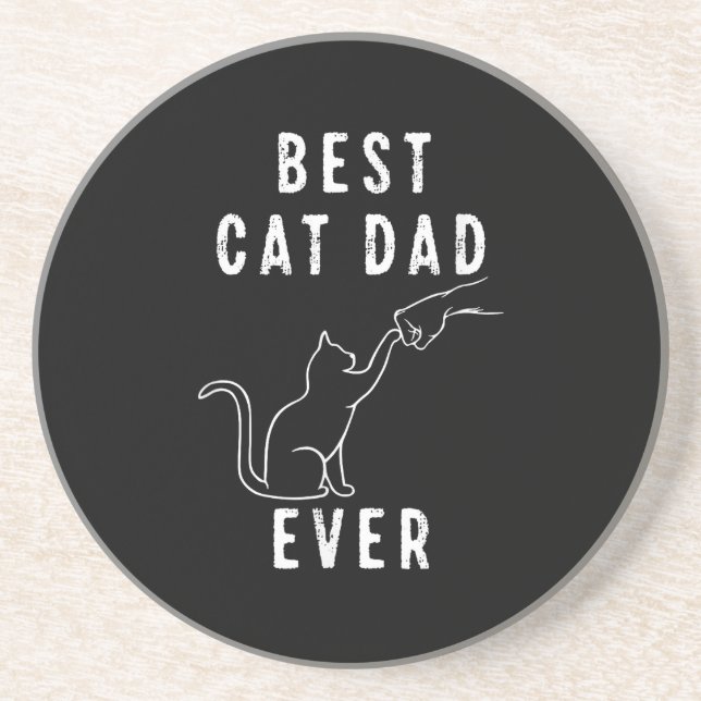 Best Cat Dad Ever Cat Daddy Paw Fist Bump Meow Coaster (Front)