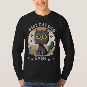 Best Cat Dad Ever  Cat Daddy Retro Black Cat T-Shirt