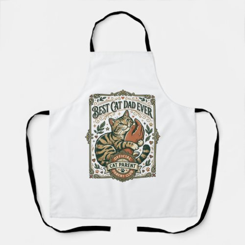 Best Cat Dad Ever Cat Mom Dad Parent Vintage Vecto Apron