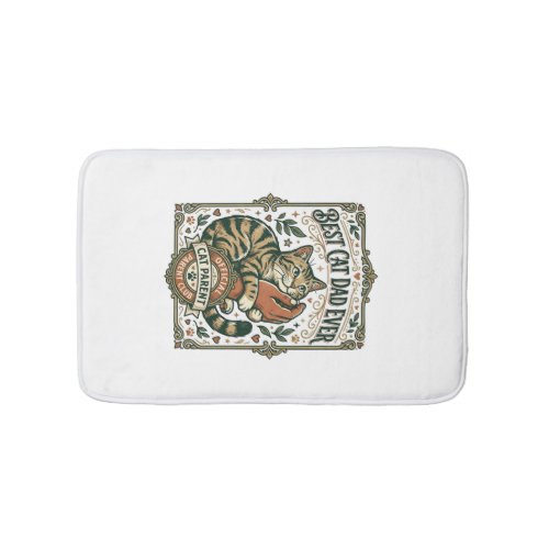 Best Cat Dad Ever Cat Mom Dad Parent Vintage Vecto Bath Mat