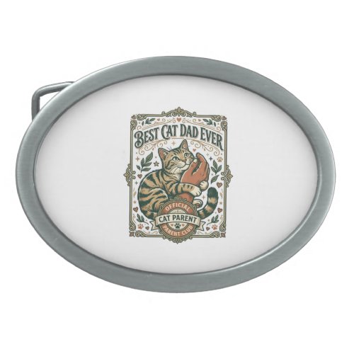 Best Cat Dad Ever Cat Mom Dad Parent Vintage Vecto Belt Buckle