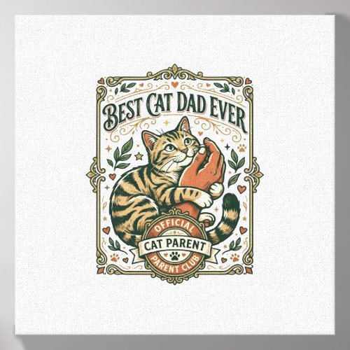 Best Cat Dad Ever Cat Mom Dad Parent Vintage Vecto Canvas Photo Tile