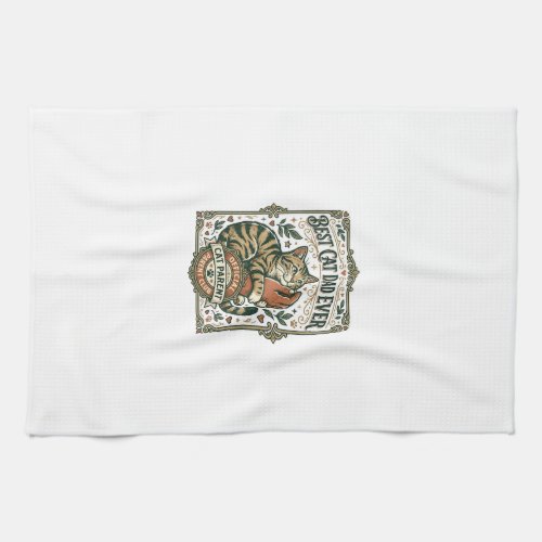 Best Cat Dad Ever Cat Mom Dad Parent Vintage Vecto Kitchen Towel
