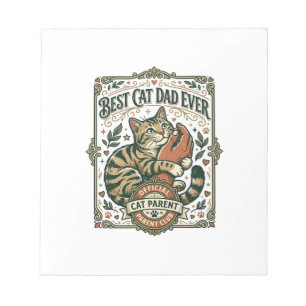Best Cat Dad Ever Cat Mom Dad Parent Vintage Vecto Notepad