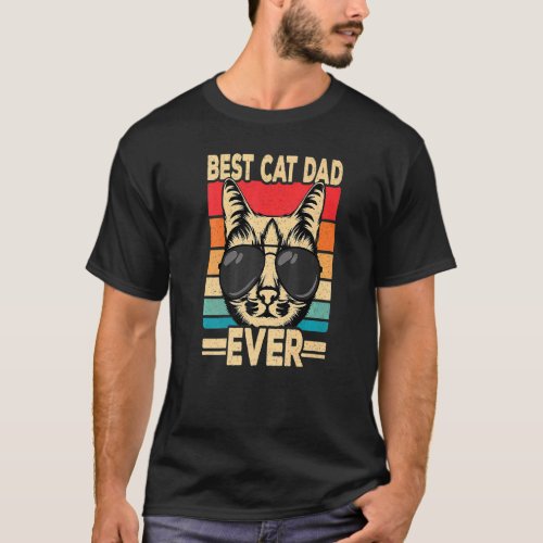 Best Cat Dad Ever  Cat  Retro Cat T_Shirt