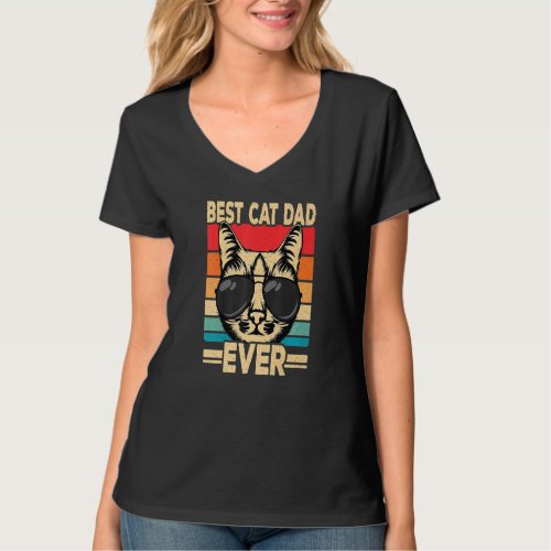 Best Cat Dad Ever  Cat  Retro Cat T_Shirt