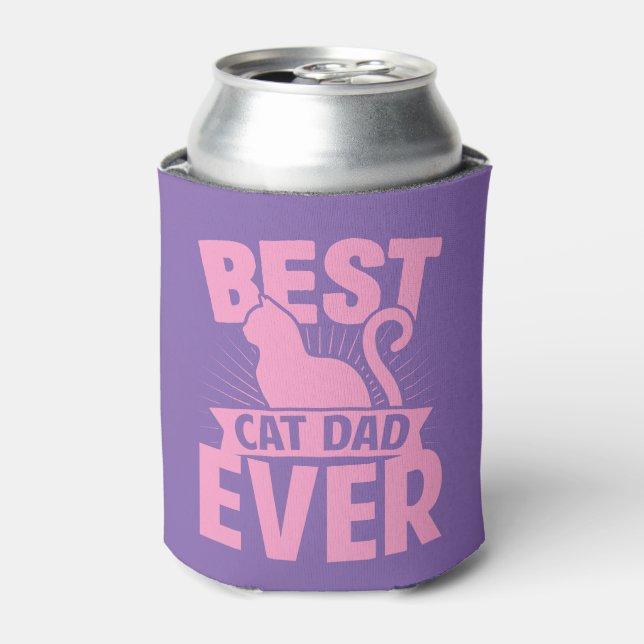 Best Cat Dad Ever - Cat Silhouette Can Cooler (Can Front)