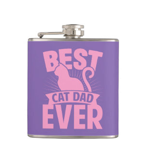 Best Cat Dad Ever - Cat Silhouette Flask