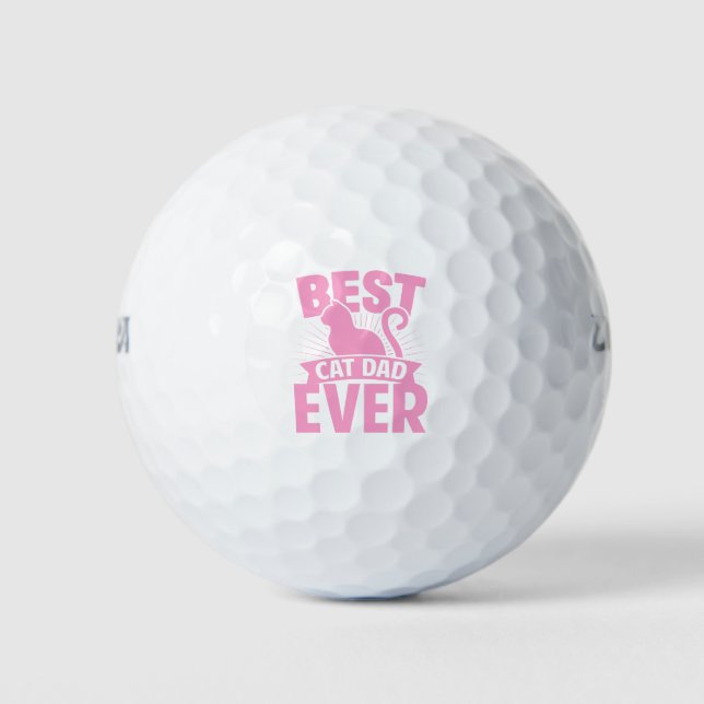 Best Cat Dad Ever - Cat Silhouette Golf Balls (Front)