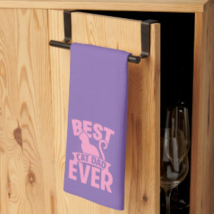 Best Cat Dad Ever - Cat Silhouette Kitchen Towel
