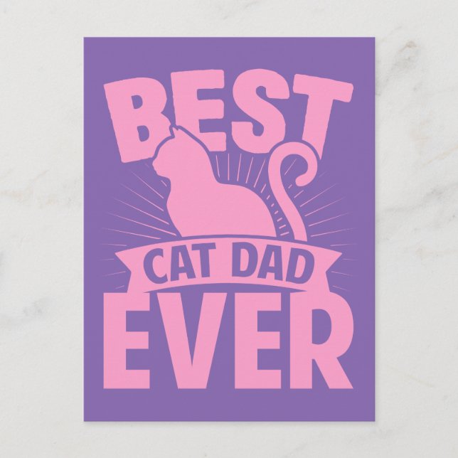 Best Cat Dad Ever - Cat Silhouette Postcard (Front)