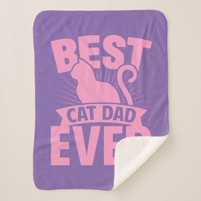 Best Cat Dad Ever - Cat Silhouette Sherpa Blanket (Front)