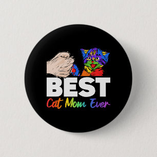 Best Cat Dad Ever Colorful Rainbow Mother's Day Button